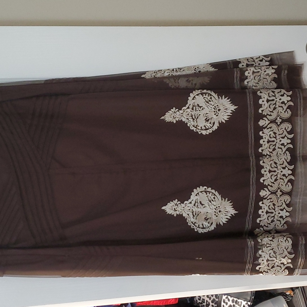 Beautiful embroidered brown and cream skirt